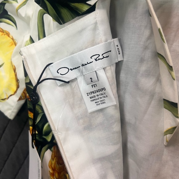 OSCAR DE LA RENTA WOMEN'S PINEAPPLE-PRINT COTTON MIDI DRESS IN MULTI - Picture 6 of 7